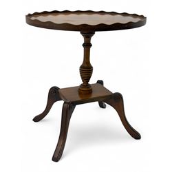 Regency design mahogany wine table with scalloped edge