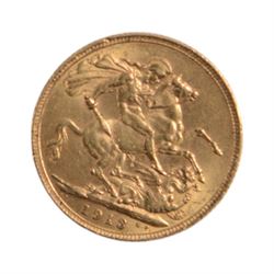 King George V 1913 gold full sovereign coin