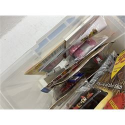 Two Compare the Meerkat meerkat dolls comprising Batman and Star Wars, Ted 2 stuffed doll, quantity of boxed bobble heads, and quantity of magazines with models to include Men At War, Fire Engines of the World etc in three boxes