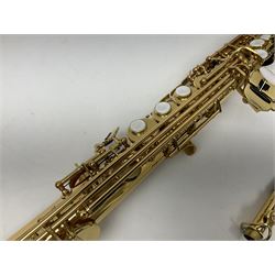 Trevor James The Horn Classic II brass straight soprano saxophone, serial no.T1255; in lightweight carrying case with accessories
