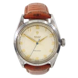Rolex Oyster Precision gentleman's manual wind wristwatch, Ref. 6222, serial No. 789509, cream dial with Arabic numerals, on leather strap