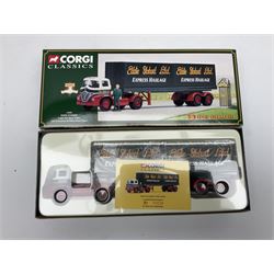 Four Corgi Classics - Chipperfields Circus No.31703 Land Rover, Morris Minor Pick-Up, Thames Trader and AEC Fire-Engine; Building Britain No.17702 Wimpey Scammell Constructor and Trailer; Eddie Stobart No.14303 Foden S21 Artic Trailer; and Smith of Madiston No.24501 Leyland Truck; all boxed (4)