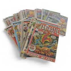 Forty Marvel mostly Bronze Age 'The Fantastic Four' comic books, spanning years 1969-1981, comprising #90, #93, #99, #101, #107, #112 (appears to be a reprint), #116, #118, #125, #126, #127, #128, #129, #130, #131, #132, ##133, #134, ##135, #136, #137, #138, #139, #141, #142, #143, #144, #145, #146, #147, #148, #149, #150,   #151, #152, #153, #154, #166, #181, #233, #236, all bagged, some carded