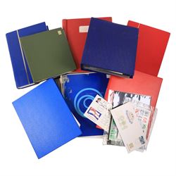 Great British and World stamps, including Isle of Man covers, other first day covers, State of Qatar stamps, etc, in two boxes