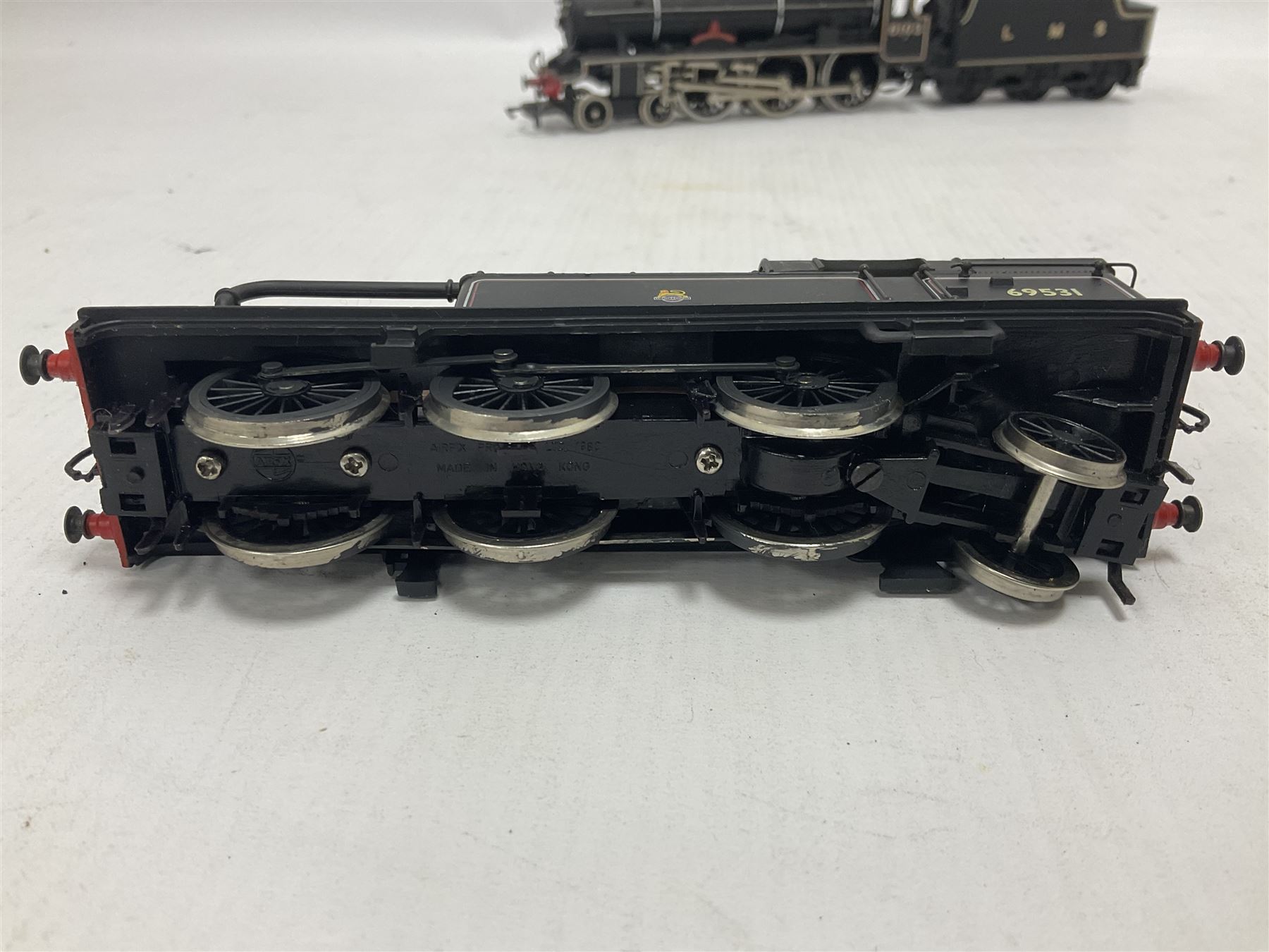 Airfix ‘00’ gauge - seven locomotives comprising Class 7P (Royal Scot) ‘Royal Scots Fusilier’ 4-6-0 no.6103 in LMS black with Mainline tender; two Class N2 0-6-2T no.69531 in BR black; Class 1282 2-4-0 no.20185 in LMS black; Class 61XX 2-6-2T no.6167 in BR black; Class 14XX 0-4-2T no.1466 in GWR green, all unboxed; Class 4F 0-6-0 no.4454 in LMS black, in original box (7)