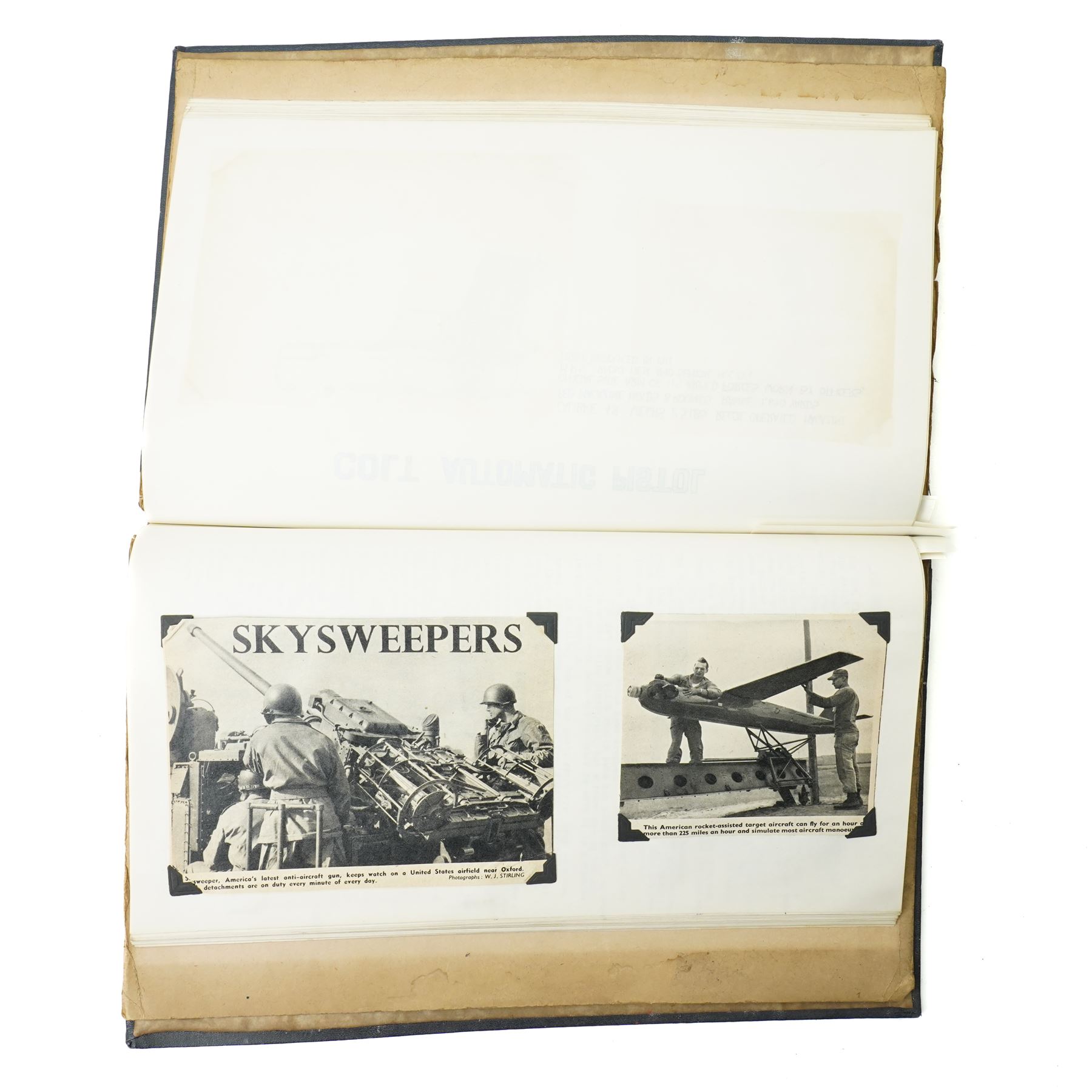 Folder containing a comprehensive collection of watercolours of WWII military emblems including U.S.Army Insignia, British Chevrons, Division Insignia, U.S. Army Divisions, Medals, Weapons etc with typed information, approximately sixty five pages with many illustrations  probably late 1940s/ early 1950s 