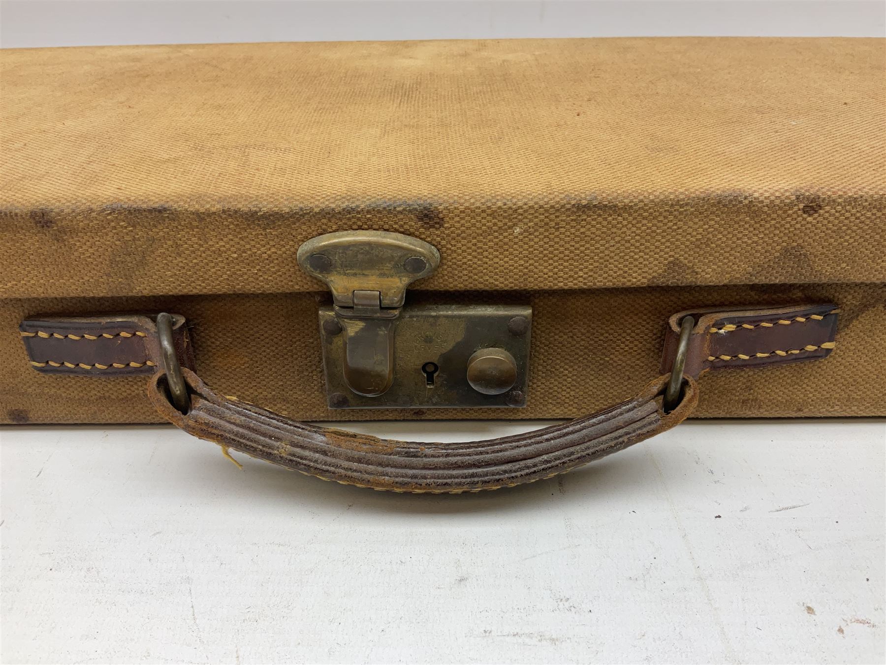 Canvas and leather bound shotgun case, up to 30.5” barrels