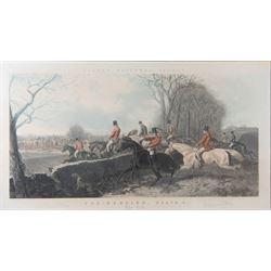 John Frederick Herring Senior (British 1795-1865): 'Fox Hunting - The Meet, The Find, The Run, The Kill',  set of four elephant folio aquatints by J. Harris, from Fores's National Sports, housed in ornate carved frames, aquatints 63cm x 114cm, overall size 88cm x 140cm (4)