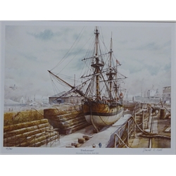  'The Endeavour in Alexandra Dry Dock, Hull 2003', limited edition colour print after David Bell signed and numbered 19/190 in pencil 34cm x 46cm  