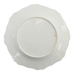 Collection of 19th century porcelain dessert wares, comprising Bloor Derby dish, circa 1825, Spode Felspar shaped oval dish, circa 1820, Ridgeway shaped oval footed dish with twin handles, circa 1840, Ridgeway dish, circa 1820, and tazza and dish, probably Minton, pattern 4810, each decorated in various patterns with floral sprays against dark blue grounds and heightened with gilt