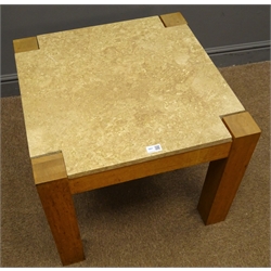  Marble top coffee table, square oak supports, W60cm, H50cm, D60cm  