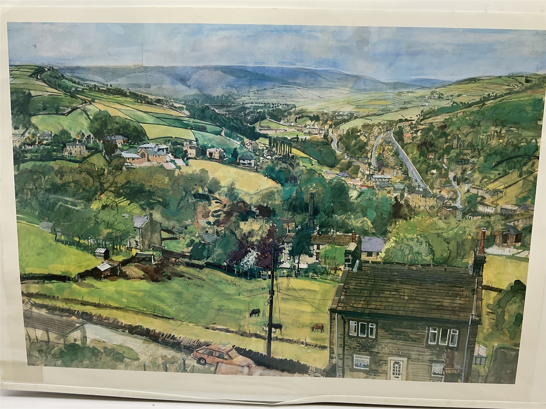 After Trevor Stubley (British 1921-2010): 'Holmfirth', colour print unsigned 55cm x 82cm