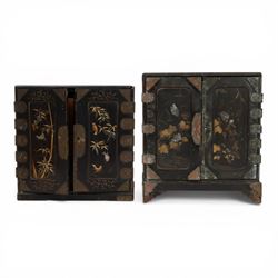 Two Japanese gilded and lacquered table-top jewel cabinets, tallest H26cm