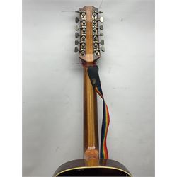 German Hoyer twelve-string acoustic guitar with metallic paper label L106cm; and Indonesian Yamaha F-310 acoustic guitar (2)