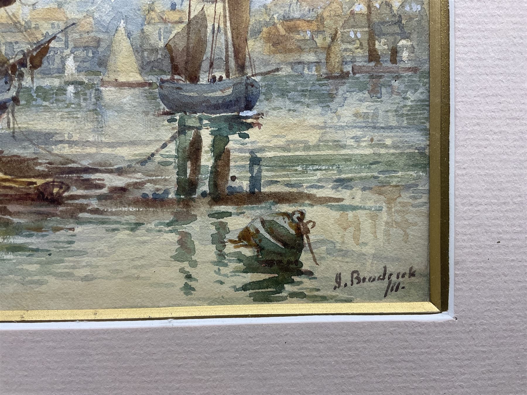 Brodrick (British 19th/20th Century): Whitby Harbour, watercolour indistinctly signed and dated '11, 18cm x 29cm 