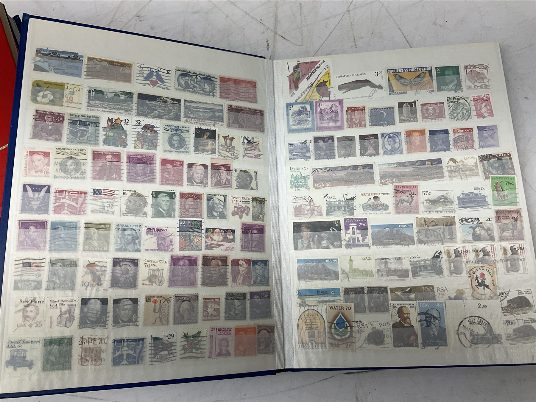 World stamps, including Iran, South Africa, Malta, USA, Canada, Mauritius, Aden, Spain, Seychelles etc, housed in five stockbooks