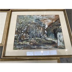 Collection of oil paintings and watercolours, artists including Geoffrey H Poole, Thomas Monro, Paul Marny, Robert Clarkson of Scarborough, classical watercolour, etc (16)