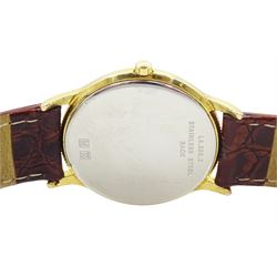 Longines gentleman's stainless steel quartz wristwatch, model No. L4.698.2, on original brown leather strap