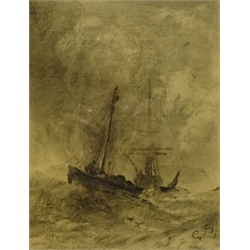  George Sheffield (British 1839-1892): The Approaching Storm, monochrome watercolour initialled 21cm x 16cm Provenance: with Abbott & Holder Museum St. London, label verso  