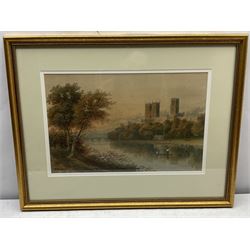 W Wood (British 19th/20th century): 'Durham Cathedral', watercolour signed and titled 28cm x 44cm