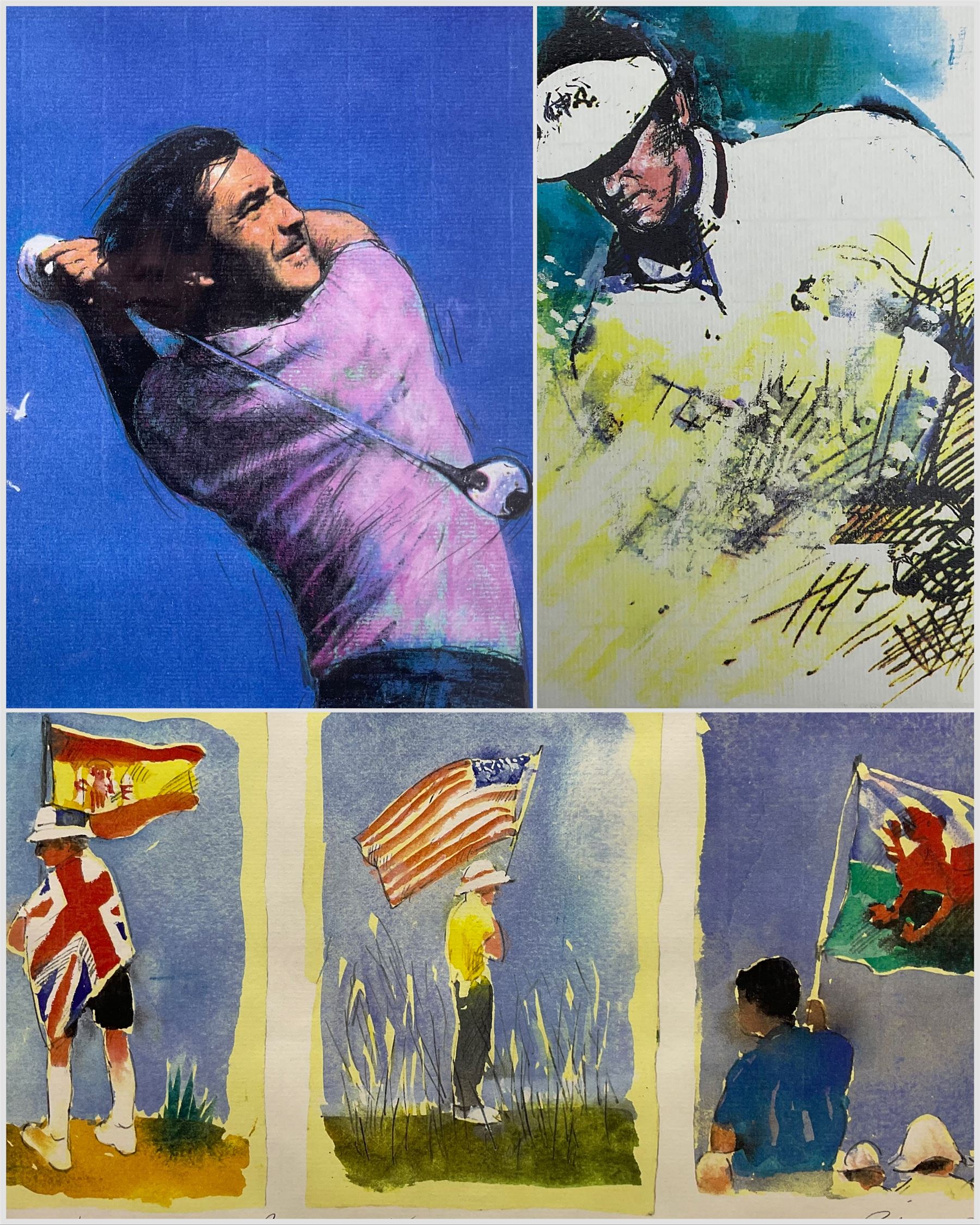 Harold Francis Riley DL (British 1934-2023): Golfing Scenes - 'Kiawah Island Ryder Cup', three limited edition prints signed titled and numbered 2/10 in pencil, max 21cm x 41cm (3) (one unframed)