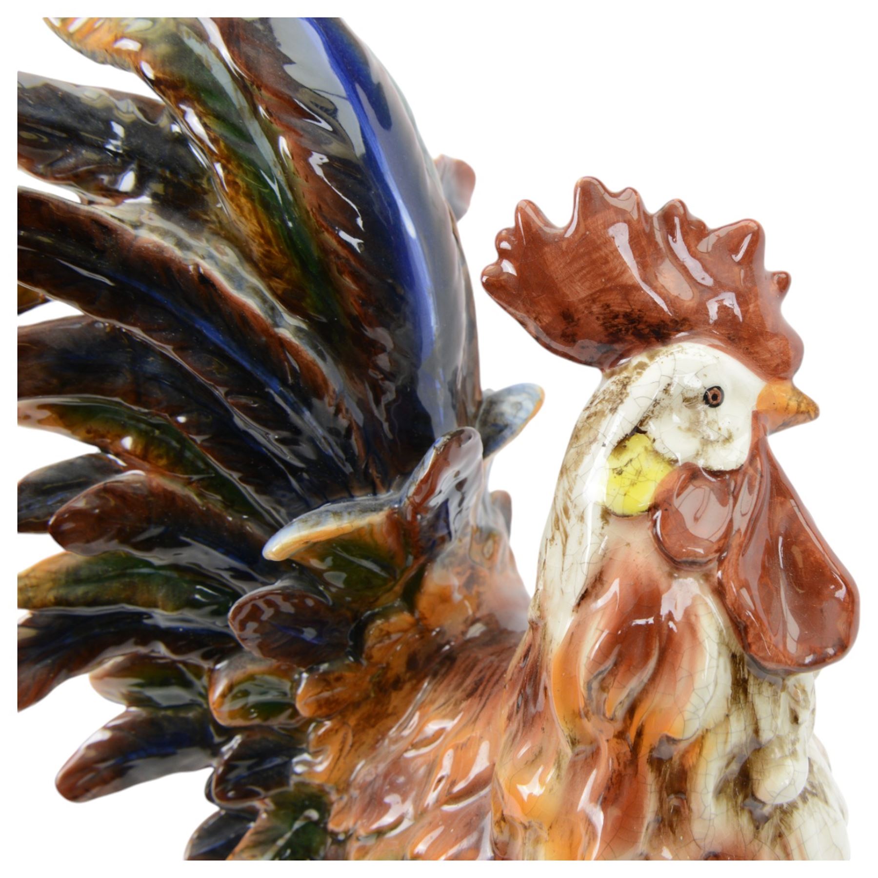 Italian ceramic figure modelled as cockerel, H60cm
