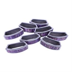 Denby Storm eight coffee cups and saucers, napkin holders and coasters , together with four jet wine glasses