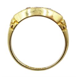 Edwardian 18ct gold three pink stone and four stone diamond ring, Birmingham 1907