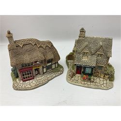 Thirteen Lilliput Lanes from the Shops Collection, including Apothecary, Horologist, China Shop, Penny Sweets, H Samuel etc, all with deeds and original boxes 