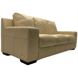 Violino Italian three seat sofa, upholstered in cream leather