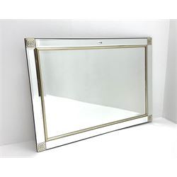 Art Deco style bevelled wall mirror with mirrored frame