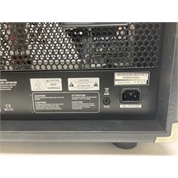 As new Bugera 333XL Infinium Hardcore 120-watt 3-channel tube amplifier head with reverb and Infinium tube life multiplier; date code 1507; number S1500576AAC L69cm; boxed with foot controller, power cable and paperwork