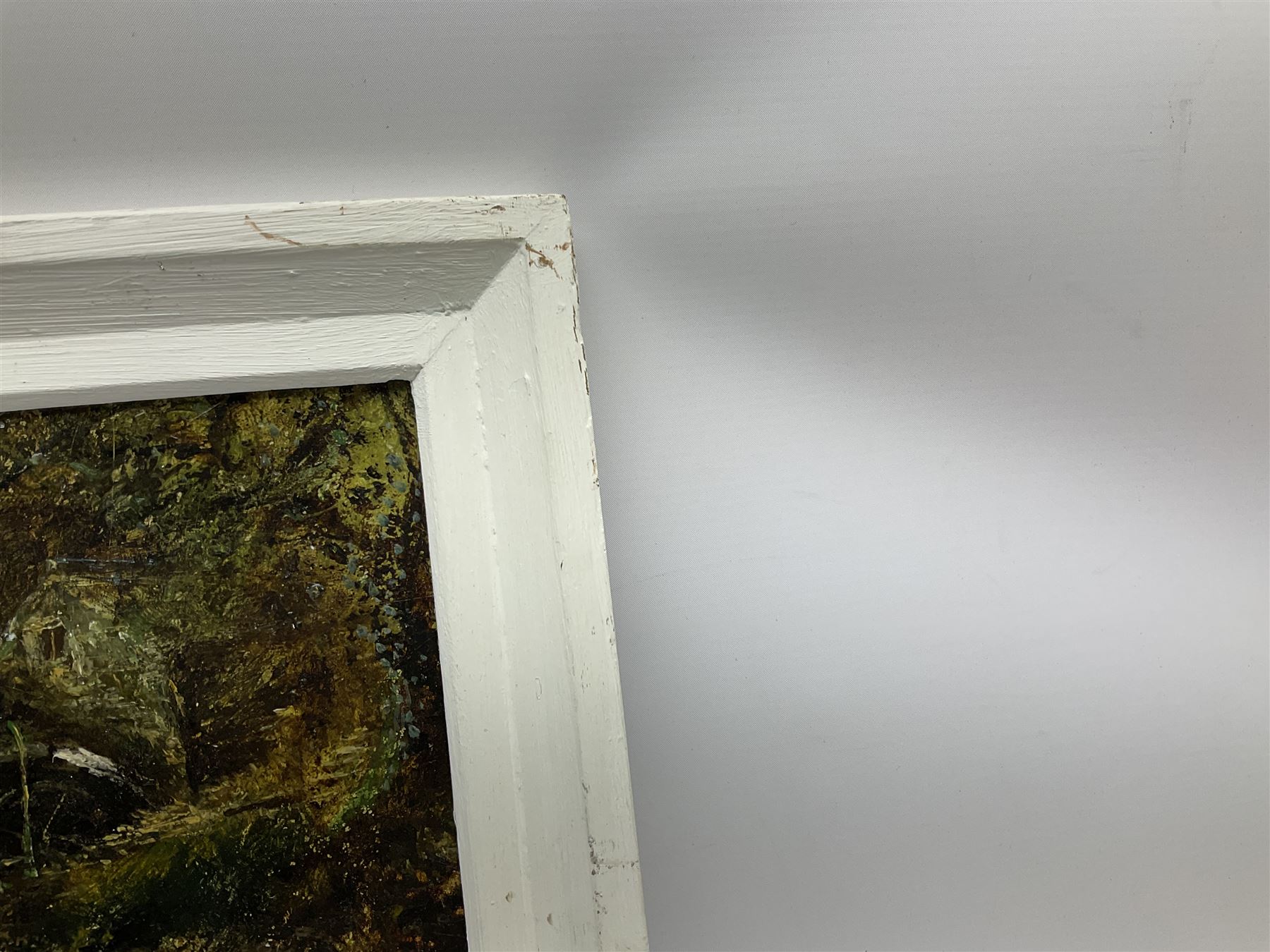 E Fraser (Scottish 19th century): Picnic Next to Roaring Waterfall, oil on board signed and dated 1884, 29cm x 44cm