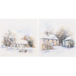 John Freeman (British 1942-): 'Morel Farm' and Farm in Winter, pair watercolours and ink s...