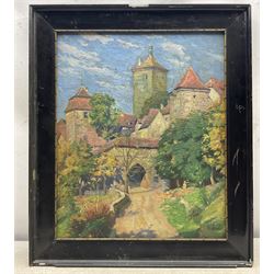 Continental School (19th Century): Rothenburg, oil on canvas indistinctly signed 53cm x 43cm 
