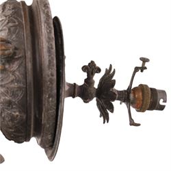 19th century wall sconce, the basket held aloft by a winged classical female upon a  moulded back plate, H63cm