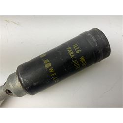 Two inert WW2 parachute flare casings, one with parachute and dated 5/43 L24cm (3)