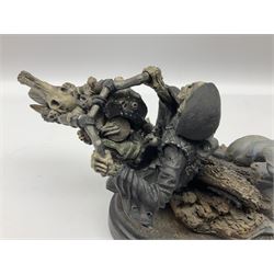 Terry Pratchett Discworld figure, Death on a Motorcycle DW44, designed by Clarecraft
