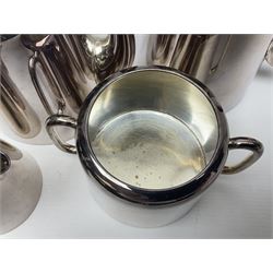 EPNS four piece tea service, comprising teapot, coffee pot, sugar bowl and milk jug