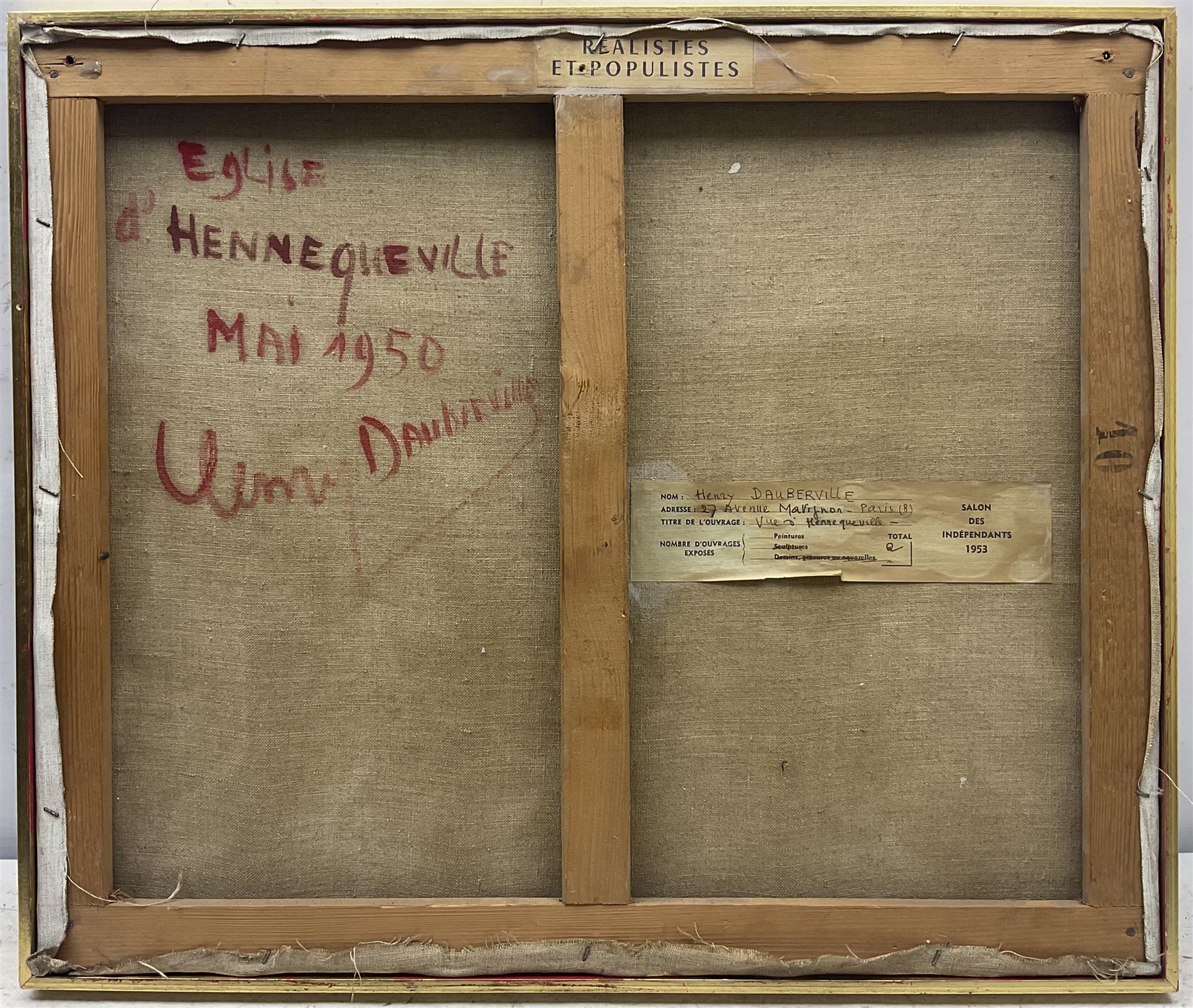 Henry Dauberville (French 1907-1968): 'Vue d' Hennequeville' Trouville-sur-Mer - France, oil on canvas signed and dated 1950, titled on exhibition label verso 45cm x 54cm 
Provenance: exh. Salon des Indépendants 1953