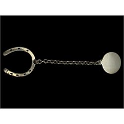 Pair of 9ct gold faux pearl screw back earrings, silver jewellery including brooch, ring and horseshoe charm and a collection of gemstone bead necklaces, two with 9ct gold clasps