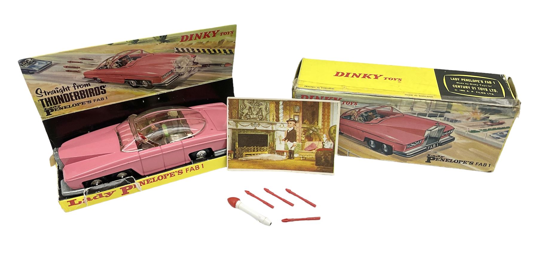 Dinky Lady Penelope s FAB1 No.100 in pink with clear sliding roof with pink stripes Lady