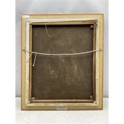 Graham Flight (20th century): Cat at the Dressing Mirror, oil on canvas signed with initials 60cm x 50cm