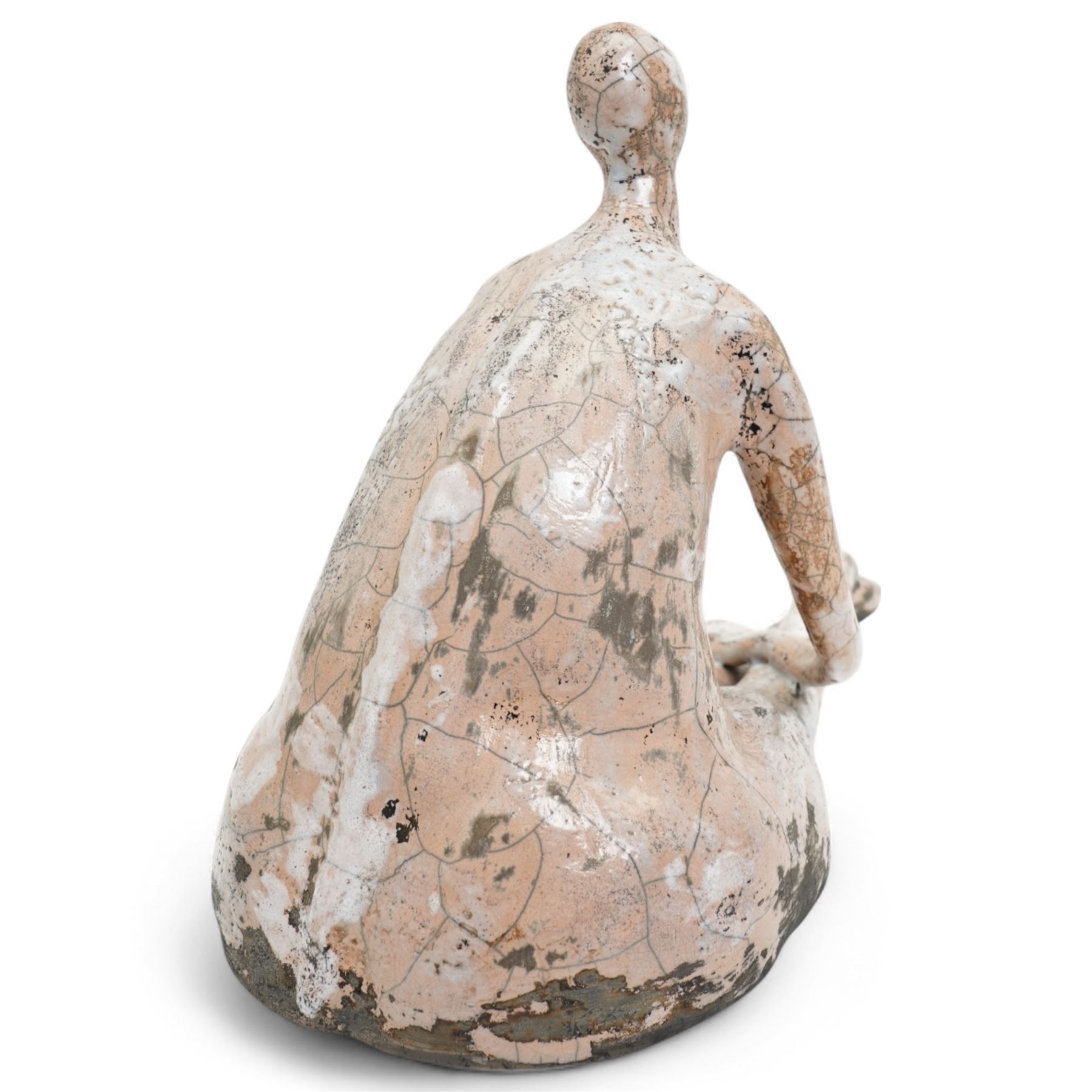 Galea Belinscaia (Yorkshire Contemporary): 'The Bracelet', raku figural sculpture, signed to base, W35cm H24cm