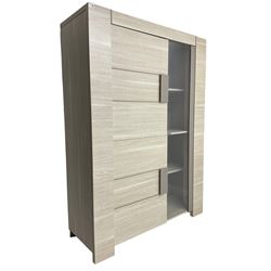 Wayfair Veasley - washed oak finish display cabinet wall unit, enclosed by single glazed door and two cupboard doors