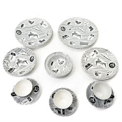 Enid Seeney for Ridgway Potteries 'Homemaker' pattern tea and dinner wares, c1950s/1960s, ...