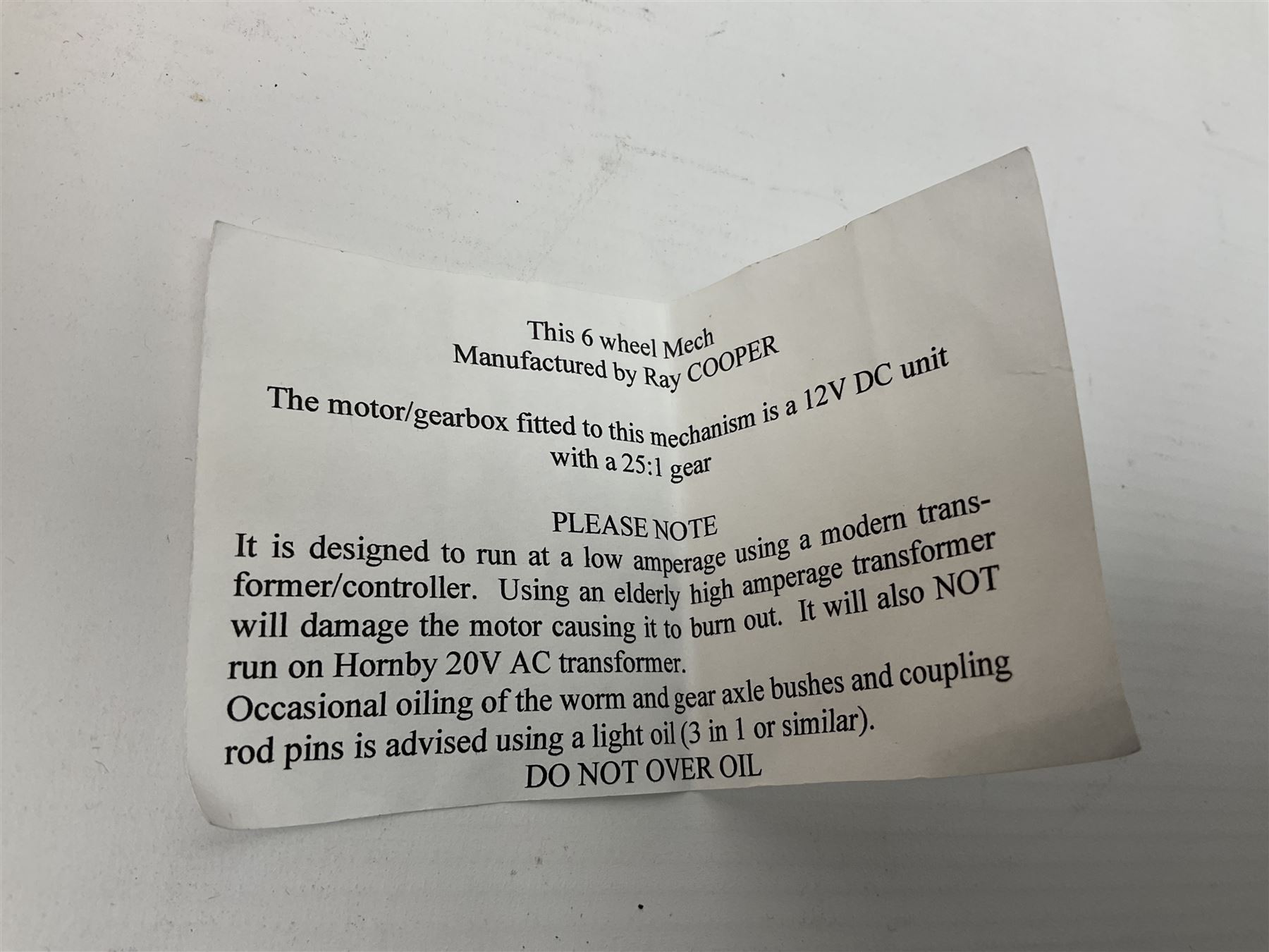 Ray Cooper '0' gauge - Directory Series LMS 0-6-0 diesel shunting locomotive No.7098; in plain brown box with RAC label and instructions