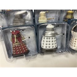 ‘Dr Who’ - Eaglemoss periodical Figurine Collection comprising twenty-seven figures of Tardis’ and Daleks, including Special Tardis 1 figure, two still with original magazine; all boxed, most with factory tie-downs 