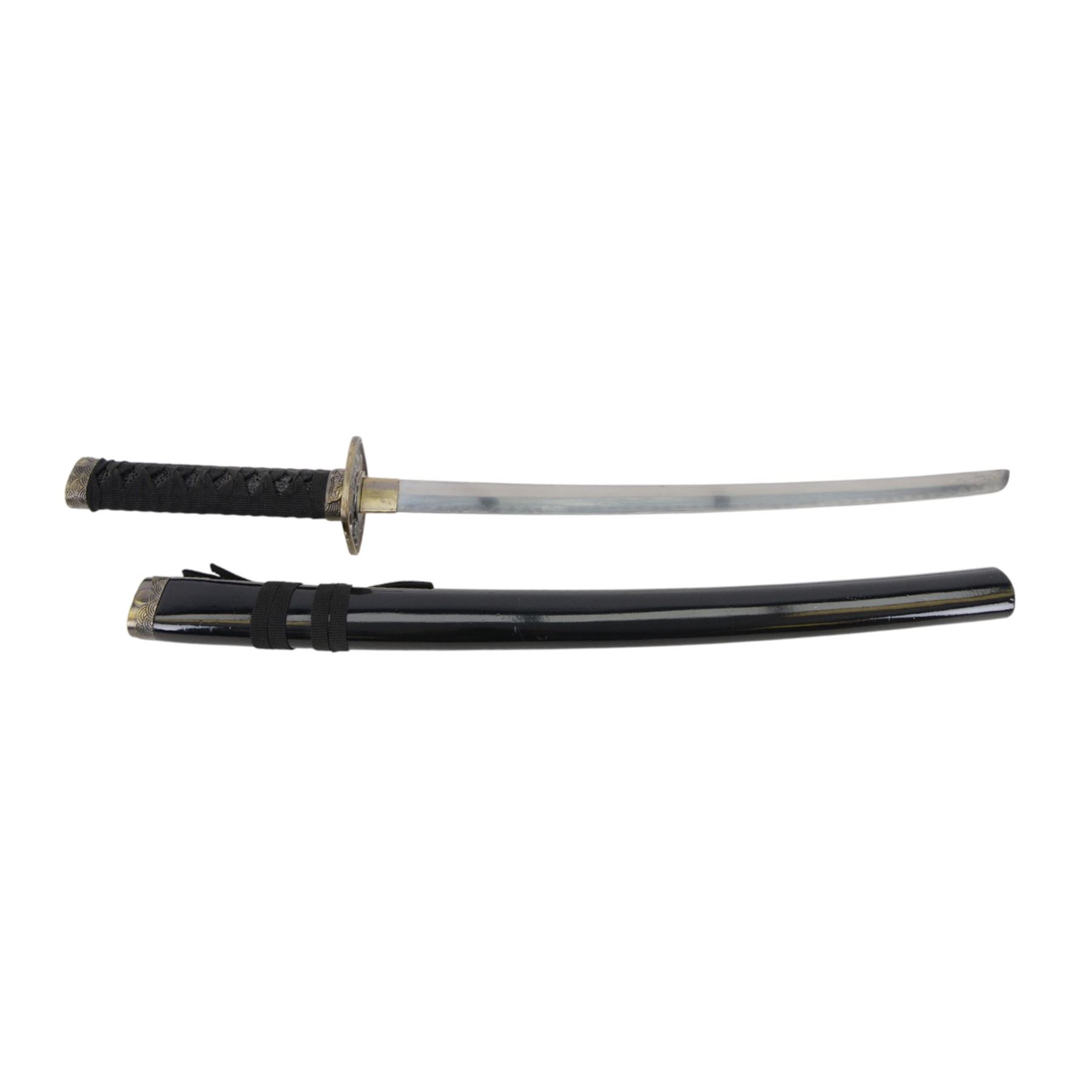  Ancient Warrior Wakizashi and Tanto Blade Set, together with two reproduction Indian swords, together with two daggers