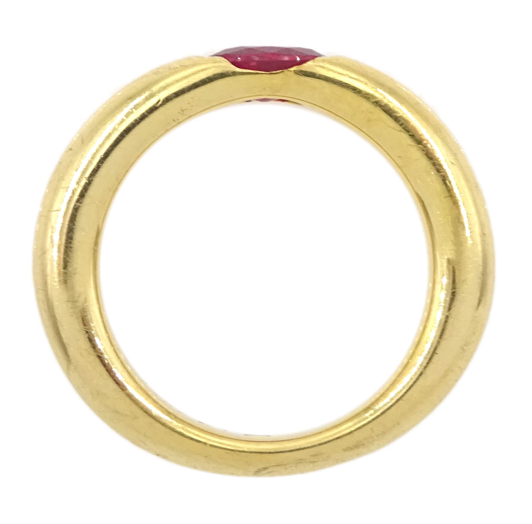  Cartier Ellipse 18ct gold single stone ruby ring, hallmarked, boxed